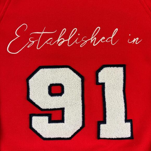 Europe's Pull & Bear Women's Varsity Bomber Y2K Style Jacket Red & White Size XS - Picture 5 of 8